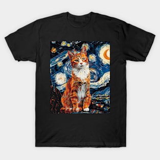 Cat Starry Night Astrology Wonders T-Shirt